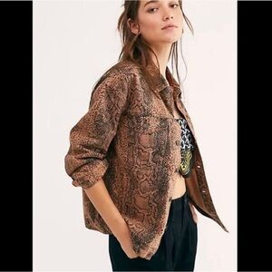 NWOT Free People NEW Snake Trucker Jean Jacket